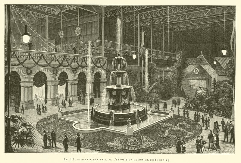 Centralna część wystawy w Monachium, prawa strona autorstwa French School