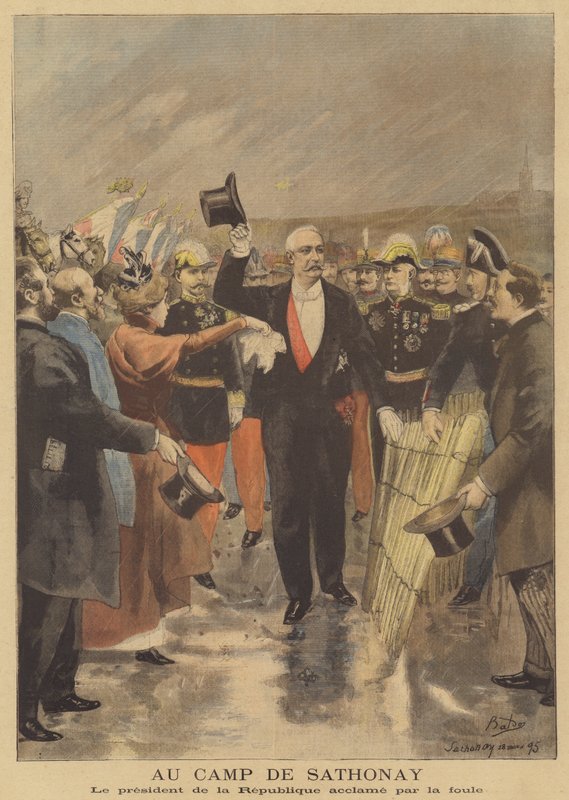 Prezydent Faure doceniony przez tłum na Camp de Sathonay autorstwa French School