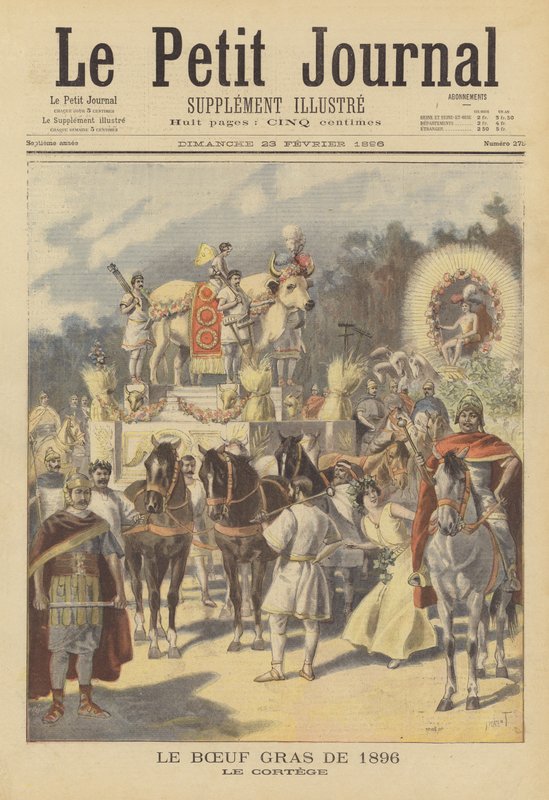 Procesja utuczonego wołu w Paryżu, 1896 r. autorstwa French School