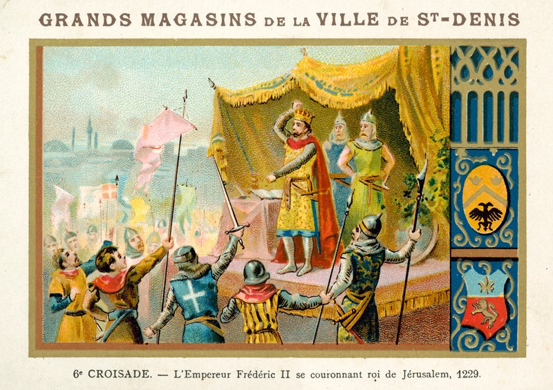 Cesarz Fryderyk II koronuje się na króla Jerozolimy, VI krucjata, 1229 autorstwa French School
