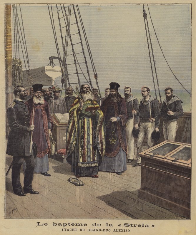 Chrzest Streli, jachtu Wielkiego Księcia Rosji Aleksego autorstwa French School