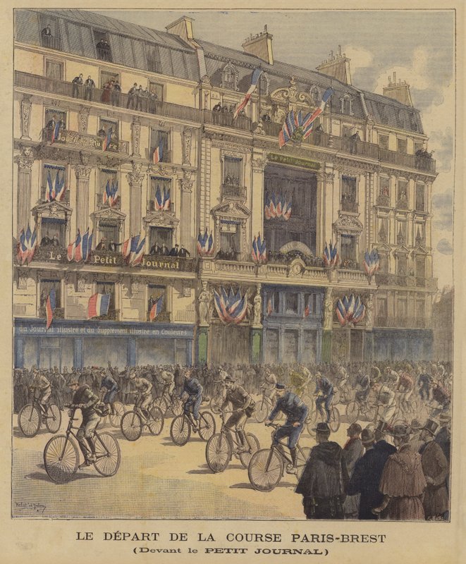 Start wyścigu rowerowego Paryż-Brześć autorstwa French School