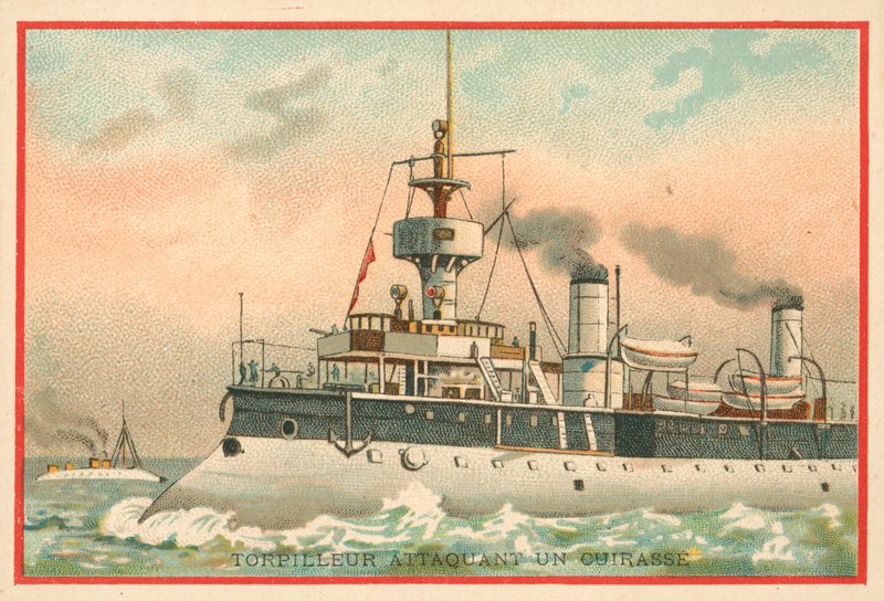 Torpedowiec atakuje pancernik autorstwa French School