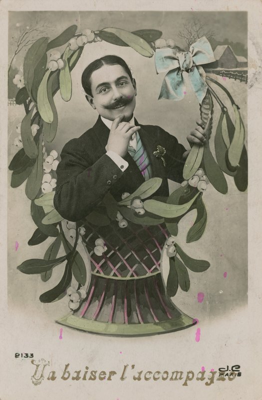 Z Pocałunkiem, pocztówka wysłana w 1913 r. (zdjęcie ręcznie kolorowane) autorstwa French Photographer