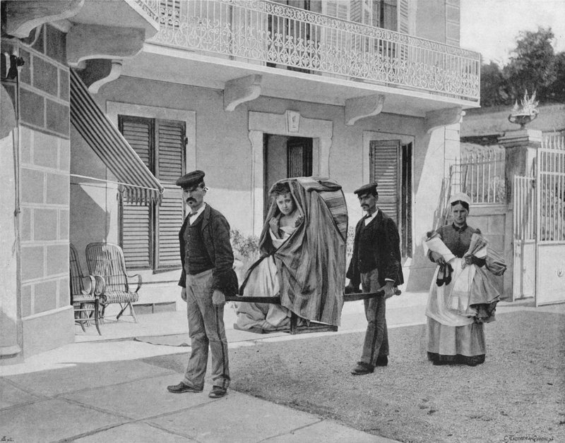 Aix-les-Bains - Wychodząc pod prysznic (zdjęcie czarno-białe) autorstwa French Photographer