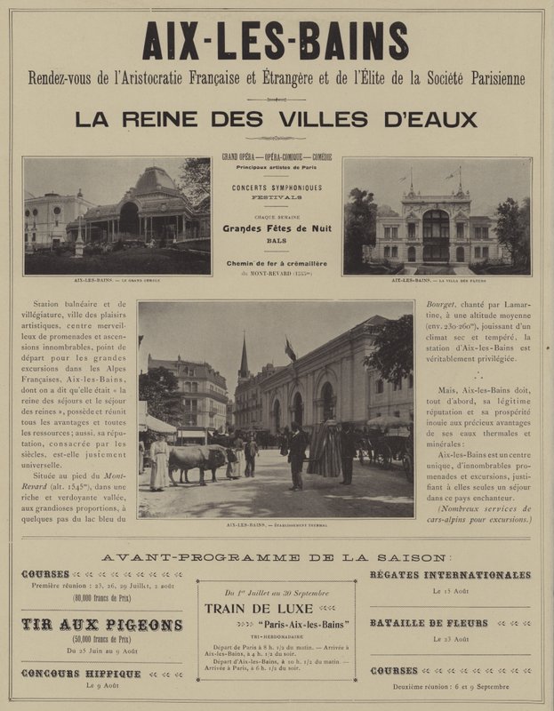 Aix-les-Bains, rendez-vous arystokracji francuskiej i zagranicznej oraz elity społeczeństwa paryskiego (zdjęcie czarno-białe) autorstwa French Photographer