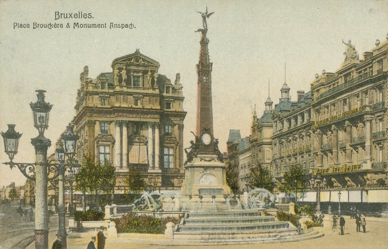 Pomnik Anspach, Plac Brouckere (zdjęcie kolorowe) autorstwa French Photographer