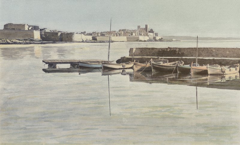 Antibes, mury obronne i stary zamek, widok z portu autorstwa French Photographer
