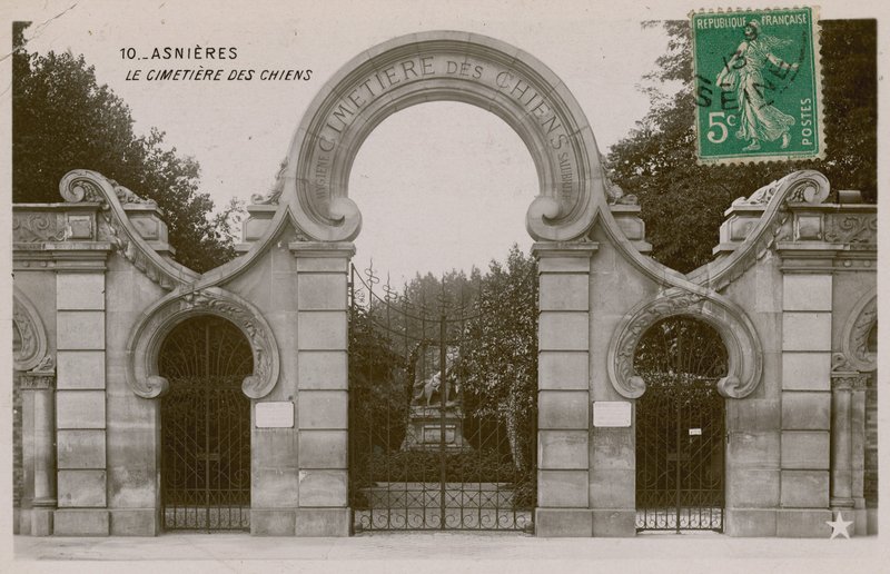 Asnieres, cmentarz psów. Pocztówka wysłana w 1913 roku. autorstwa French Photographer