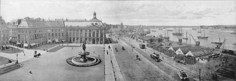 Bordeaux - Giełda i Port (zdjęcie czarno-białe) autorstwa French Photographer