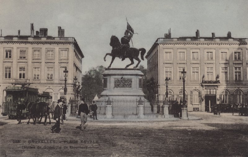 Bruksela, Place Royale, Statua Godefroid de Bouillon autorstwa French Photographer