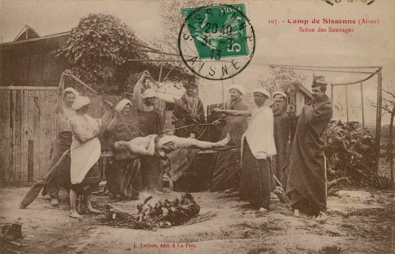 Obóz w Sissonne, Aisne, Francja. Pocztówka wysłana w 1913 roku. autorstwa French Photographer