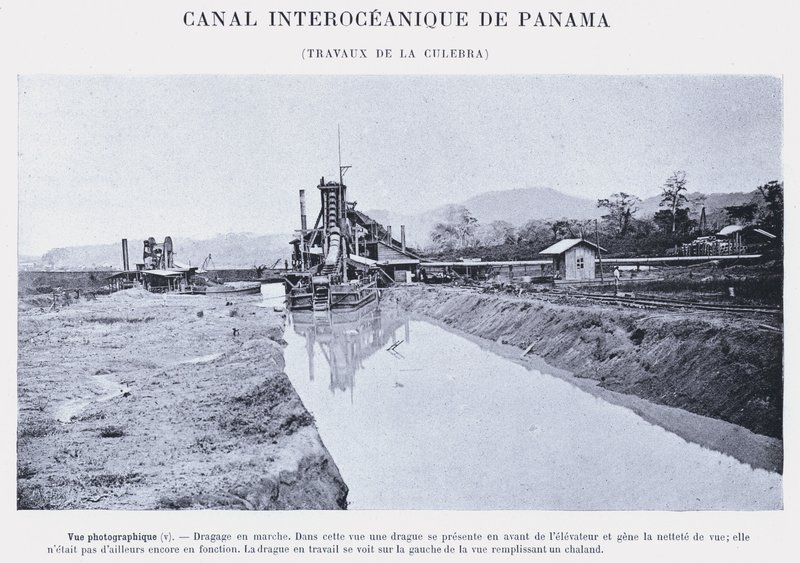 Panama Interoceanic Canal, Culebra Works (zdjęcie czarno-białe) autorstwa French Photographer