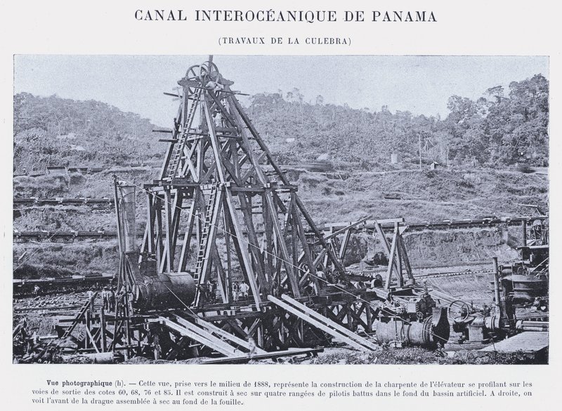 Panama Interoceanic Canal, Culebra Works (zdjęcie czarno-białe) autorstwa French Photographer