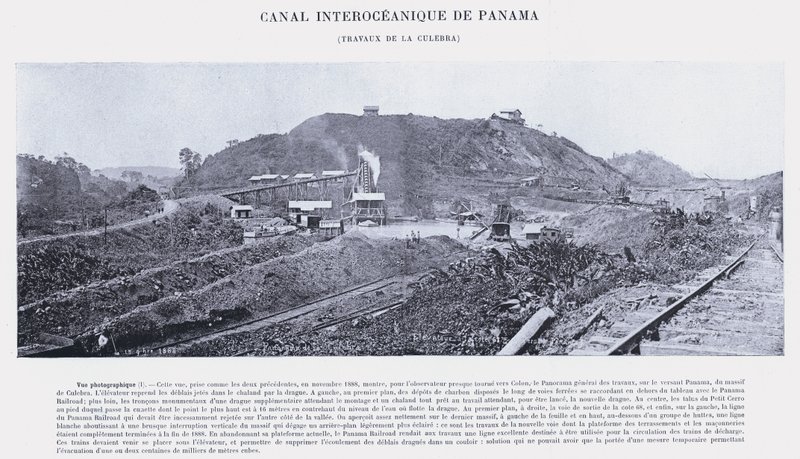 Panama Interoceanic Canal, Culebra Works (zdjęcie czarno-białe) autorstwa French Photographer