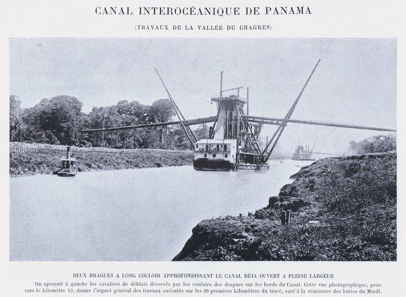 Panama Interoceanic Canal, Chagres Valley Works (zdjęcie czarno-białe) autorstwa French Photographer