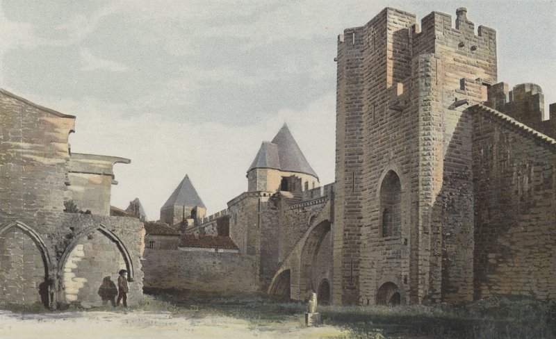 Carcassonne Cite, Cote S Tour Saint-Nazaire (przed całkowitą renowacją) autorstwa French Photographer