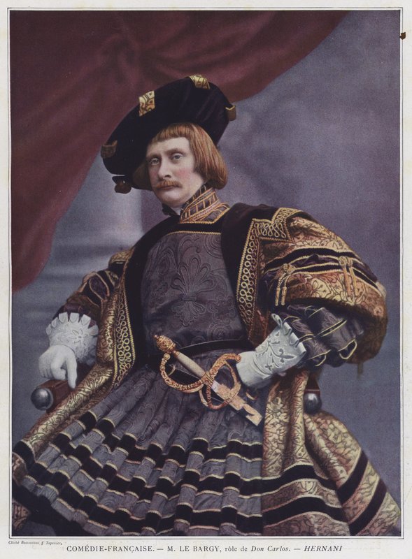 Charles le Bargy jako Don Carlos w Hernani (kolorowe zdjęcie) autorstwa French Photographer