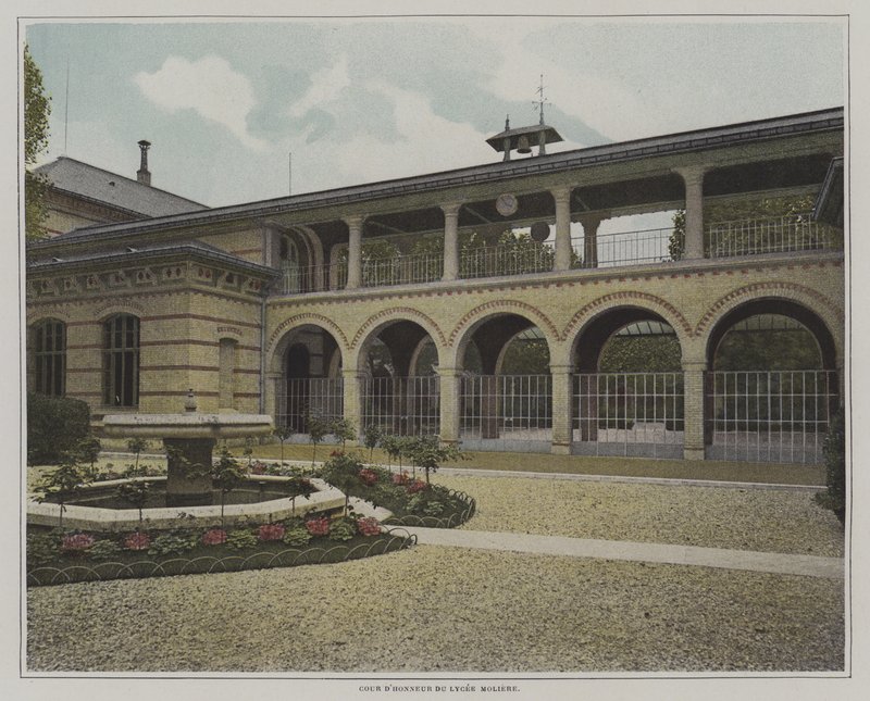 Dziedziniec Lycee Moliere, Paryż (zdjęcie kolorowe) autorstwa French Photographer