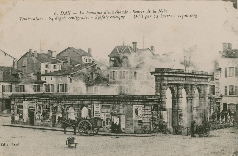 Dax - źródło ciepłej wody - źródło z Nebe. Pocztówka wysłana w 1913 roku. autorstwa French Photographer
