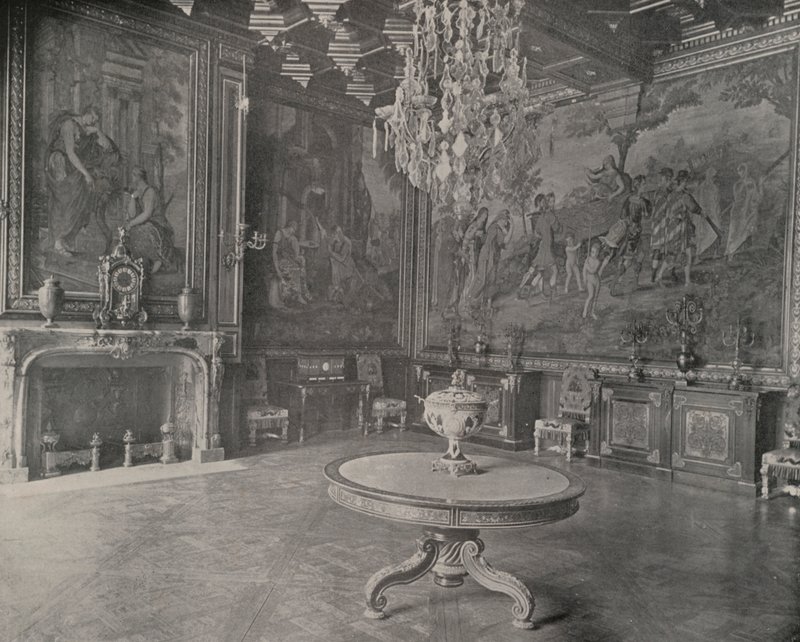 Salon w Pałacu Fontainebleau (zdjęcie czarno-białe) autorstwa French Photographer