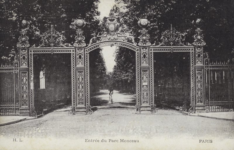 Wejście, Parc Monceau, Paryż (zdjęcie czarno-białe) autorstwa French Photographer