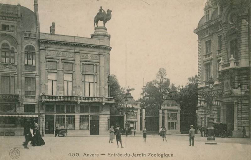 Wejście do ogrodu zoologicznego w Anvers. Pocztówka wysłana w 1913 roku. autorstwa French Photographer
