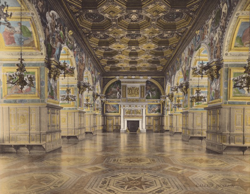 Fontainebleau: Galerie Henri II (zdjęcie kolorowe) autorstwa French Photographer