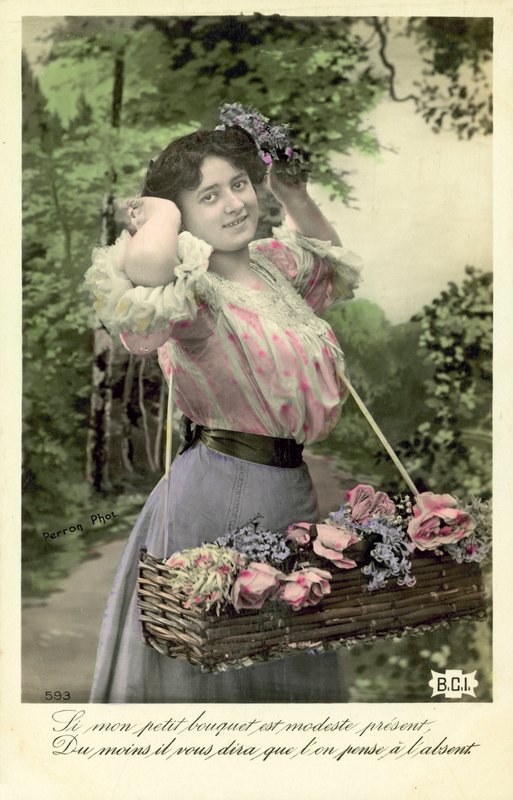 Dziewczyna z kwiatami na sprzedaż autorstwa French Photographer