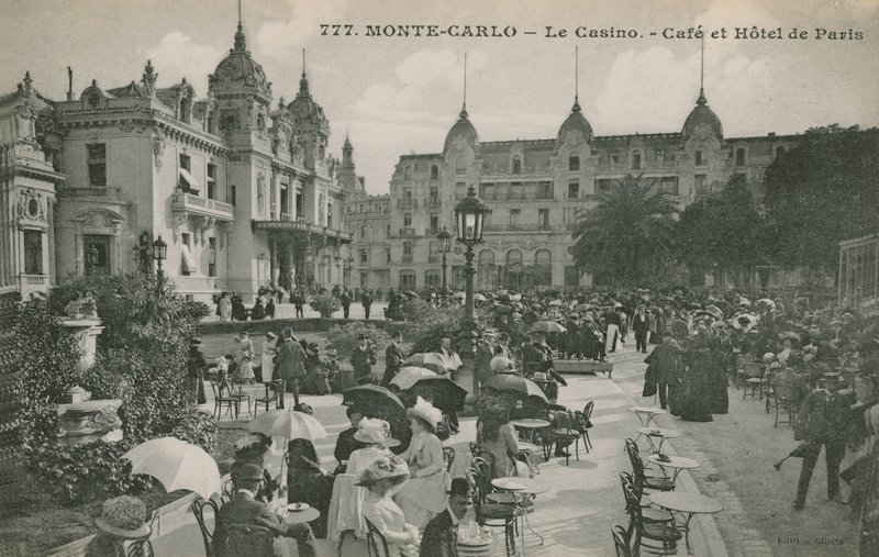 Hotel de Paris Monte-Carlo w Monte Carlo, Monako, Francja. Pocztówka wysłana w 1913 roku. autorstwa French Photographer