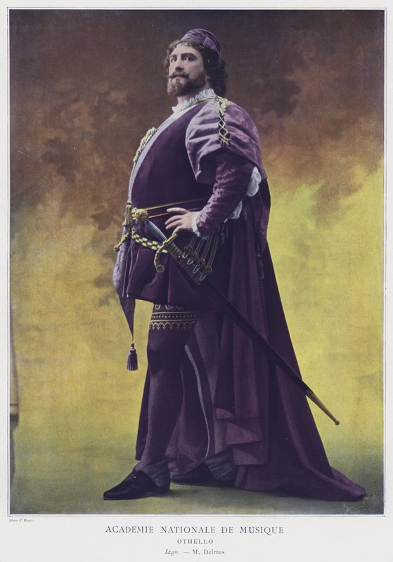 Jean-Francois Delmas jako Iago w Othello (kolorowe zdjęcie) autorstwa French Photographer