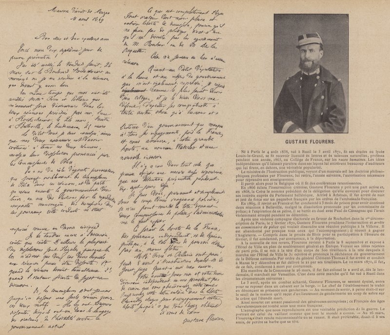 Komuna Paryska, Gustave Flourens (zdjęcie czarno-białe) autorstwa French Photographer