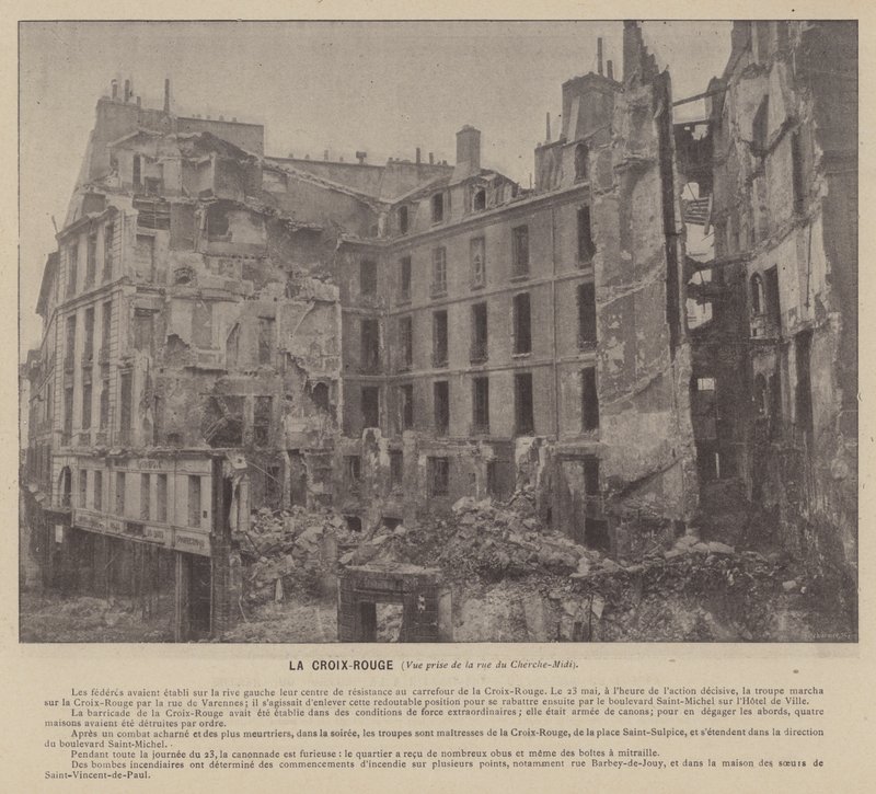 Komuna Paryska, Czerwony Krzyż, Widok z rue du Cherche-Midi (zdjęcie czarno-białe) autorstwa French Photographer