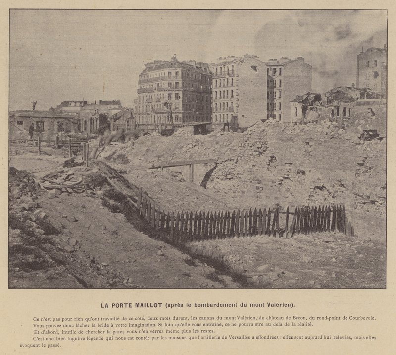 Komuna Paryska, La Porte Maillot, po bombardowaniu Mont Valerien (zdjęcie czarno-białe) autorstwa French Photographer