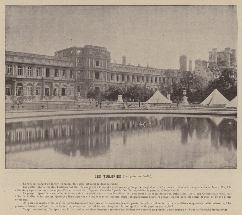 Komuna Paryska, Tuileries, Widok z ogrodu (zdjęcie czarno-białe) autorstwa French Photographer