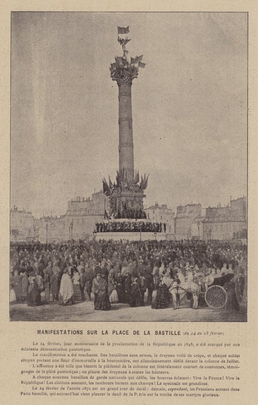 Komuna Paryska, Demonstracje na Place De La Bastille, 24-28 lutego (zdjęcie czarno-białe) autorstwa French Photographer