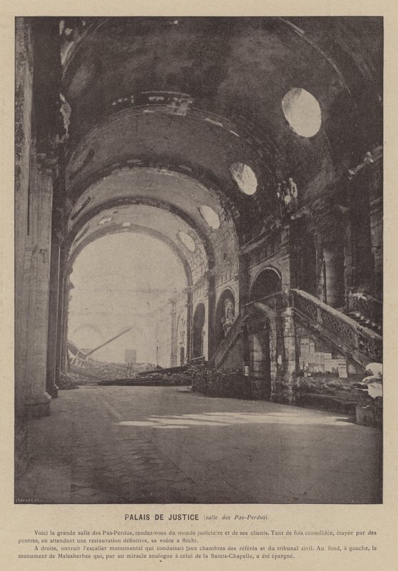 Komuna Paryska, Palais De Justice, Salle des Pas-Perdus (zdjęcie czarno-białe) autorstwa French Photographer