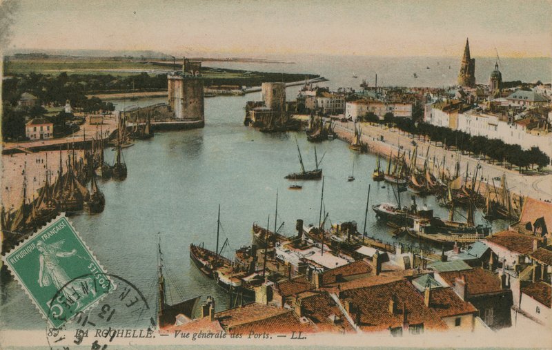 La Rochelle - widok na port. Pocztówka wysłana w 1913 roku. autorstwa French Photographer