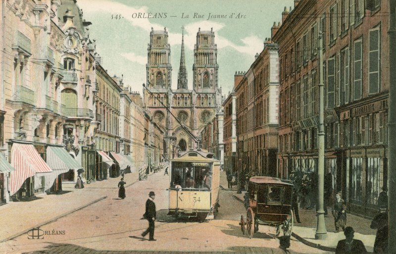 La Rue Jeanne dArc w Orleanie. Pocztówka wysłana w 1913 roku. autorstwa French Photographer