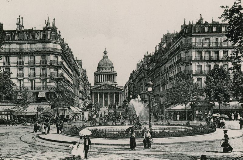 La Rue Soufflot et le Pantheon, The Soufflot Street i Panteon (fotograwiura) autorstwa French Photographer