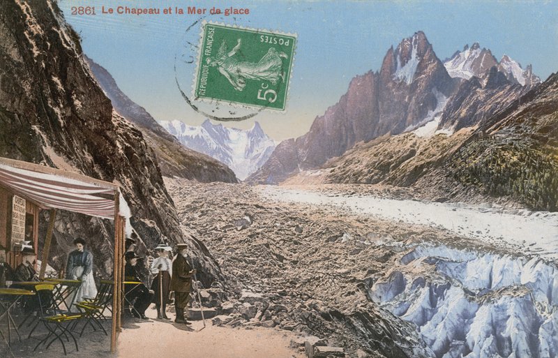 Le Chapeau i Mer de Glace w Alpach. Pocztówka wysłana w 1913 roku. autorstwa French Photographer