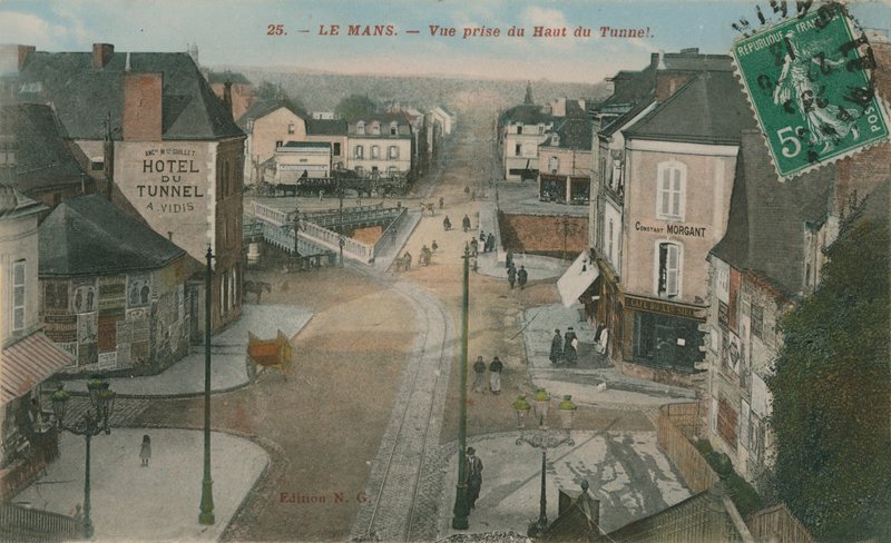 Le Mans - widok z góry na tunel. Pocztówka wysłana w 1913 roku. autorstwa French Photographer