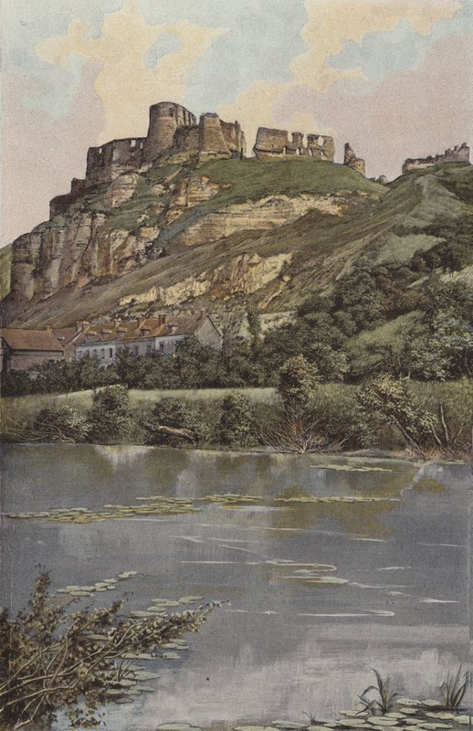 Les Andelys, Chateau Gaillard, Wybrzeże rzeki autorstwa French Photographer
