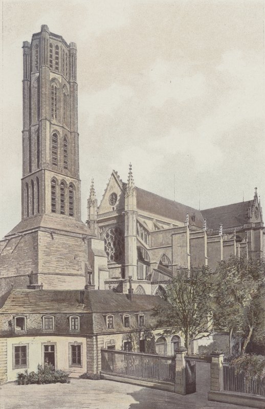 Limoges, Katedra St-Etienne, Dzwonnica i Fasada S O (Widok z wewnętrznego dziedzińca Biskupstwa) autorstwa French Photographer