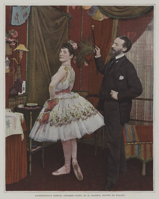Mademoiselle Hirsch, tancerka baletowa i Joseph Hansen, belgijski baletmistrz (kolorowe zdjęcie) autorstwa French Photographer