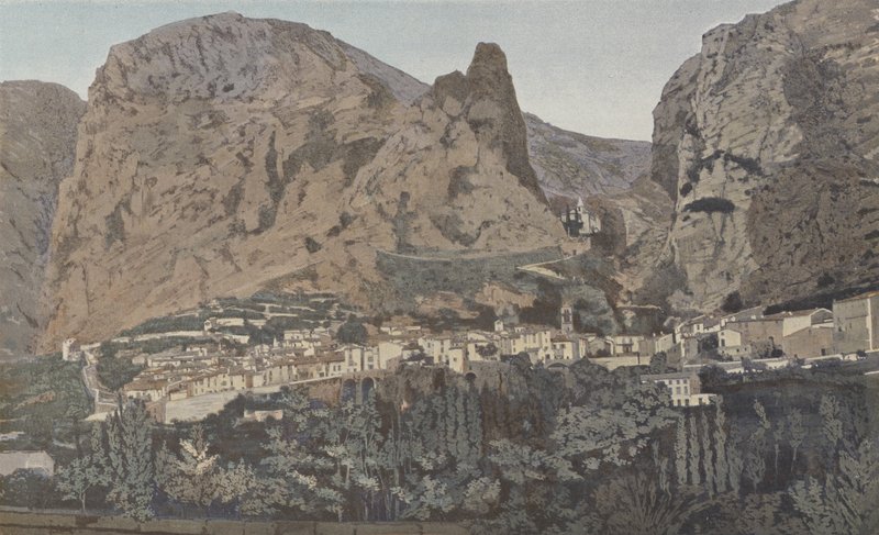 Moustiers-Sainte-Marie, widok ogólny i kaplica Notre-Dame de Beauvoir autorstwa French Photographer