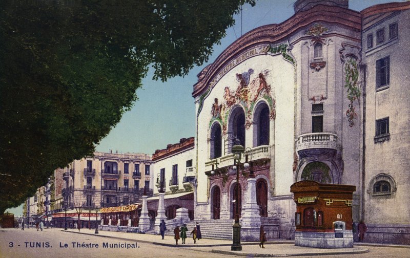 Teatr Miejski, Tunis, Tunezja (kolorowe zdjęcie) autorstwa French Photographer