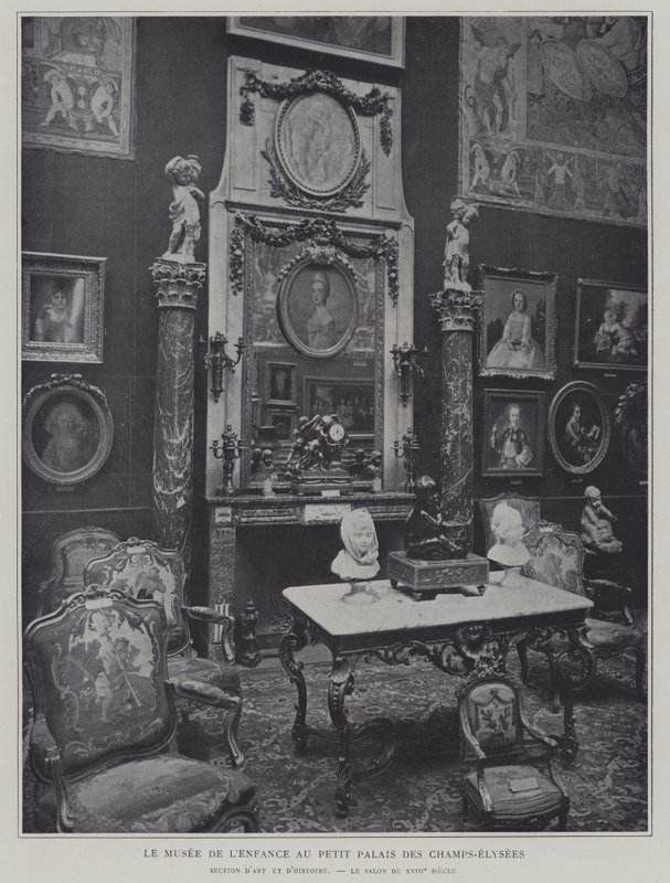 Muzeum Dzieciństwa w Petit Palais na Polach Elizejskich, Paryż (zdjęcie czarno-białe) autorstwa French Photographer