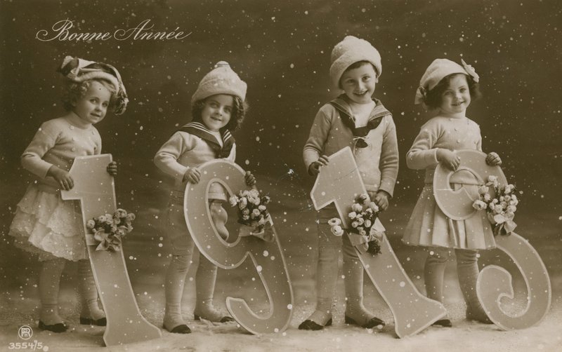 Pocztówka z życzeniami noworocznymi, wysłana w 1913 r. autorstwa French Photographer