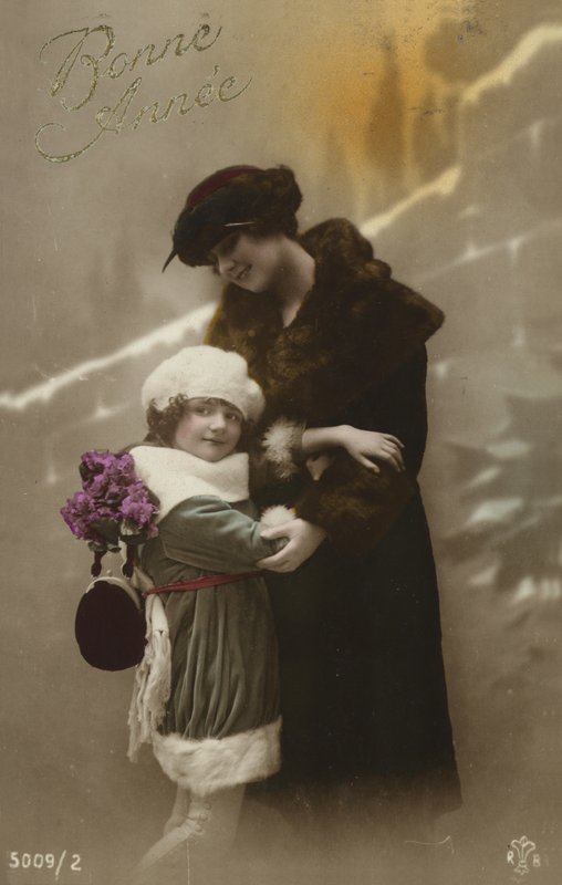 Karta noworoczna z matką i córką autorstwa French Photographer